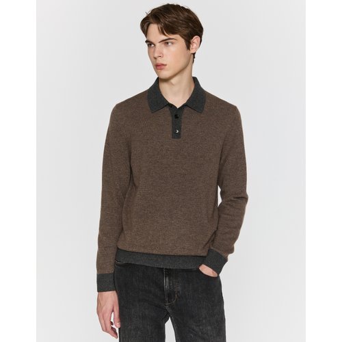 닥스맨 닥스 남성 세피아 울캐시 카라배색 티넥 스웨터  (DMSW5D032S2)