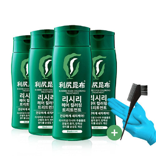 리시리 (더블구성)리시리 다시마 헤어 컬러 트리트먼트 4개 + 전용빗 1개 + 라택스 장갑 2매