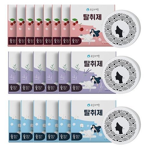 욕실의여왕 실내 탈취제 고체형 더블세트 총20개 (블랙체리향 8개 / 라벤더향 6개 / 클린코튼향 6개)