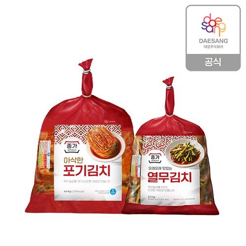 종가 아삭한포기김치 4.4kg+열무김치 2.5kg