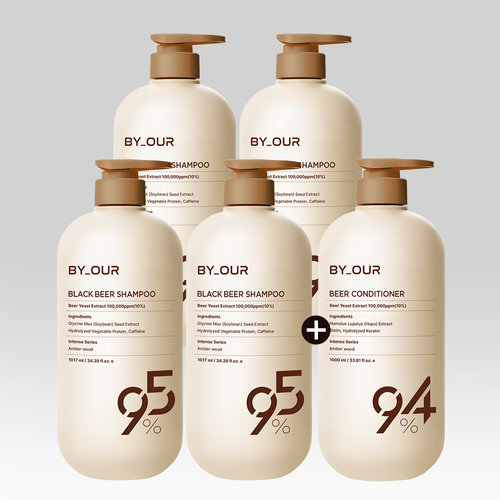 바이아우어 [방송에서만 이 가격] 블랙비어 에디션 탈모샴푸 1017ml 4개+컨디셔너 1000ml 1개