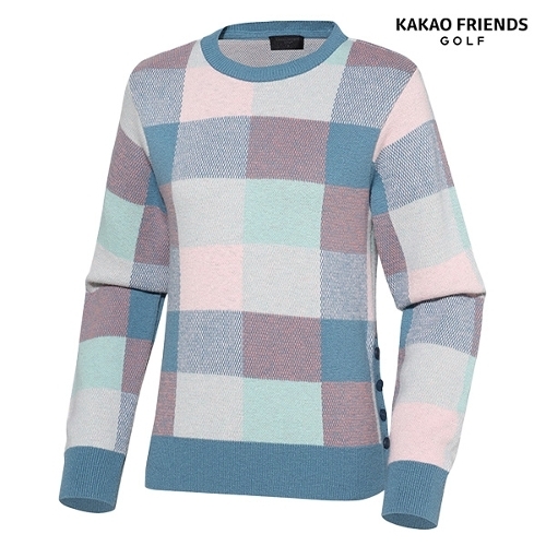 카카오프렌즈 골프 (KAKAO FRIENDS GOLF)] 여성 캐시미어울소재 블록 체크 니트