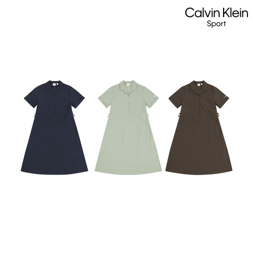 Calvin Klein [신상]26SS 여성 우븐 카라넥 원피스 2