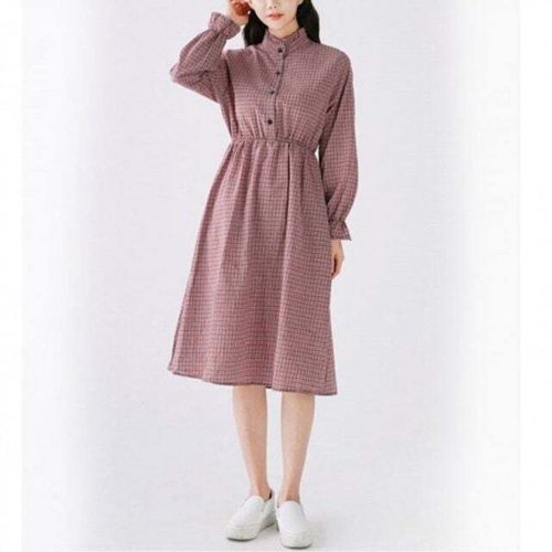 패션플러스 모노무드 은플레이스 포인트 앞 도트 주름원피스 원피스 허리밴딩 프릴소매