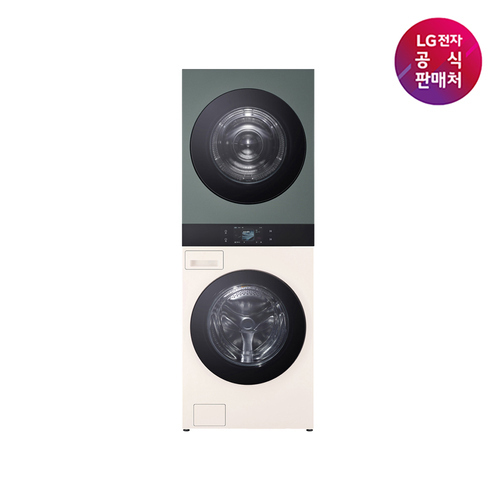 LG전자 LG 트롬 AI 오브제컬렉션 워시타워 세탁건조기 25/25kg (그린/베이지) WA2525EGHF (FA25EJF + RA25GJF)