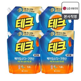테크 베이킹소다+구연산 액체세제 일반 리필 1.8L x 4개