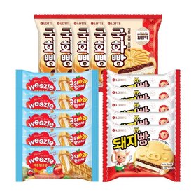 위즐 군위사과 애플잼크림 모나카 140ml x5개+돼지바빵 150ml x5개+국화빵 찰떡 150ml x5개