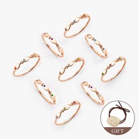 (9월베스트) 14K 세마리 물고기 3큐빅 탄생석 커스텀 반지