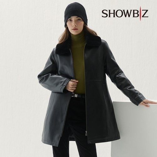 쇼비즈 [런칭가 399,000] 25FW 여성 램스킨 윈터 가죽 패딩코트