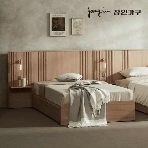 장인가구 (무료) 로시 라이트 템바보드 LED 호텔 수납 침대 SS 협탁2 프레임