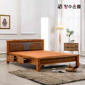 장수온돌 온재서랍 가죽형 황토볼확장형 포켓스프링보료 황토온열 건강침대 퀸침대