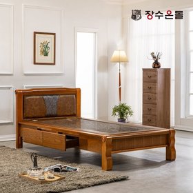 장수온돌 온재서랍 가죽형 칠보석 돌침대 온열 건강 싱글침대