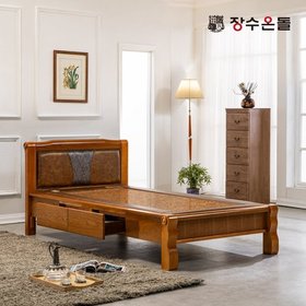 장수온돌 온재서랍 가죽형 홍맥반석 돌침대 온열 건강 싱글침대