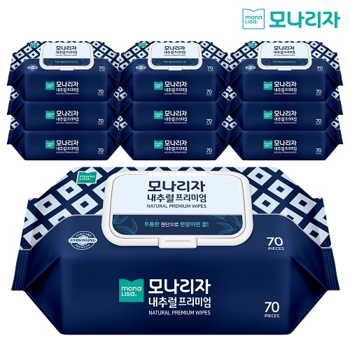 내추럴 프리미엄 에스 고평량 80gsm 물티슈 캡형(70매X10팩)