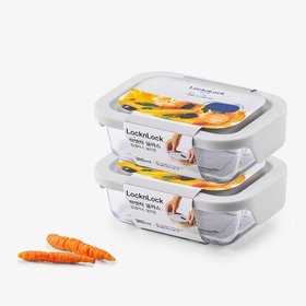 [2P] 유리밀폐용기 탑클라스 실리콘 직사각 380ml (LBG422T)