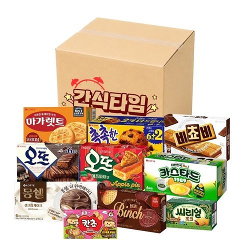 롯데웰푸드 간식타임 10종 파이 비스켓 세트(몽쉘 마가렛트 빈츠 오뜨 비쵸비 촉촉한초코칩 등)