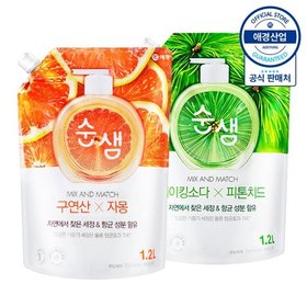 순샘 믹스앤매치 주방세제 리필 1.2L ,2개