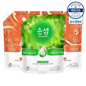 순샘 믹스앤매치 주방세제 리필 1.4L ,3개