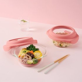 [1+1]바로한끼 간편조리 용기 1.0L (전자레인지 내열유리 조리용기) 2개세트