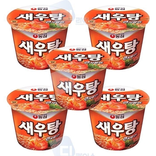 셀러허브 식품 농심 새우탕 큰사발 115g 5개 얼큰한 해물 컵라면 큰컵 간식 야식 해장라면 캠핑 사무 (49211080)