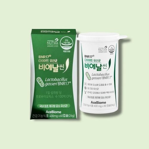 셀러허브 생활리빙 <b>BNR17</b> 비에날씬 <b>유산균</b> 400mg x 60캡슐 체지방감소 장건강 1박스 (53908134)