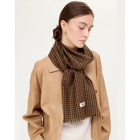 [WOOL100][남녀공용] 브라운 체크 울스카프 (DCSC5F721W2)