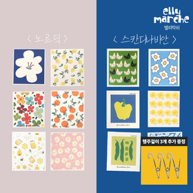 6장+3개 행주계의 명품 스칸디/노르딕 셀룰로오스 행주 알뜰 6종세트+행주고리3개