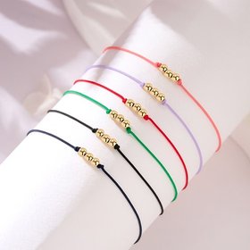 당일발송 14K 3mm 미니 골드 3볼 실크끈 실팔찌 6종 모음