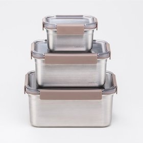 [3P]뚜껑이 투명한 스텐밀폐용기 락앤락 스텐 모듈러 아웃도어 세트