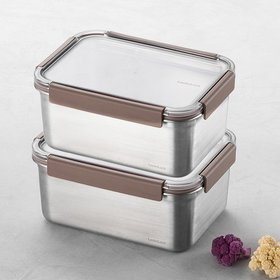 [2P] 락앤락 스텐 모듈러 밀폐용기 직사각 2.8L 2개 구성