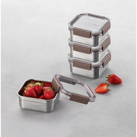 [4P] 락앤락 스텐 모듈러 밀폐용기 정사각 700ml 4개 구성