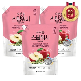 자연퐁 스팀워시 주방세제 애플향 리필 1L x 3개