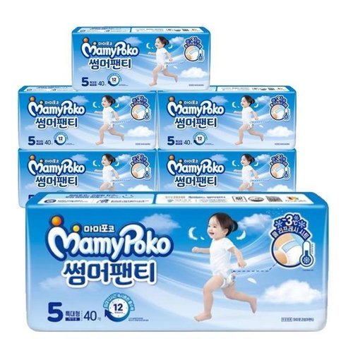 셀러허브 1 마미포코 썸머팬티 여아용 5단계 특대형 40Px6 (51108294)