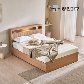 클리브 호텔 평상형 서랍 빅수납 LED 침대 프레임 K (높이 300) (주문제작)