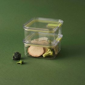 [1+1] 뚜껑까지 올트라이탄 원터치 밀폐용기 정사각 600ml 2개 세트