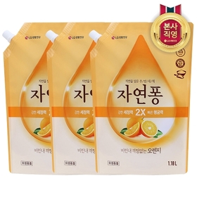 자연퐁 주방세제 오렌지 리필 1.18L x 3개