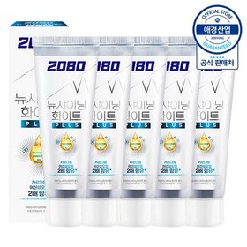 2080 뉴샤이닝 화이트 플러스 치약 140g ,5개