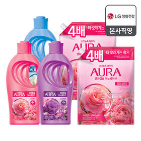 [비밀]아우라 생화캡슐 섬유유연제 용기 1L 1개 + 1.7L 2개 (3종택1)