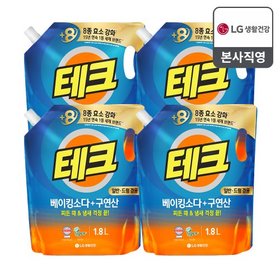 [비밀] 테크 베이킹소다+구연산 액체세제 일반/드럼 겸용 리필 1.8L x 4개