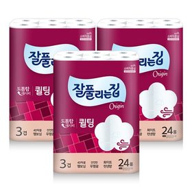 퀼팅 3겹 광폭 화장지 (너비107mm) 30M x 24롤 x 3팩
