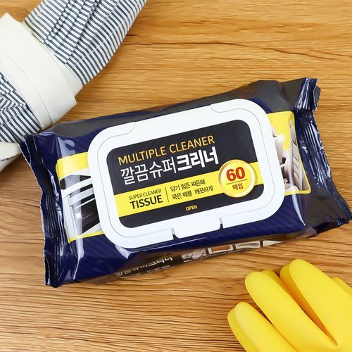 너만아는잡화점 깔끔슈퍼크리너 60매 / 캡형 기름때 찌든때 청소세정티슈