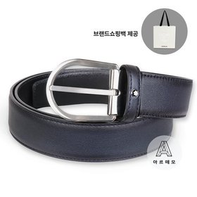 [몽블랑쇼핑백요청시제공]몽블랑 남자 라운드 버클 파티나블루 레더 벨트 123888