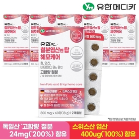 [유한메디카] 철분 엽산 엔 탑 헤모케어 60정x6개(12개월분)