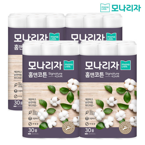 천연펄프 홈앤코튼 시그니처 4팩 (22m x 30롤 x 4팩(총 120롤))