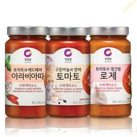 청정원 스파게티소스600g 3종(로제/아라비아따/토마토)x3개 + 면500g (택1)