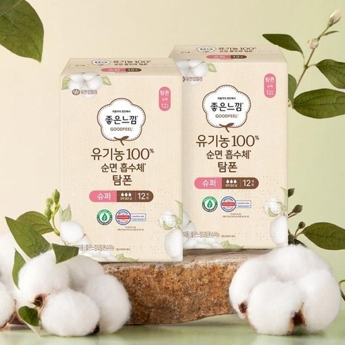 셀러허브 생활리빙 좋은느낌  순면 체내형 생리대 탐폰 12입 2팩