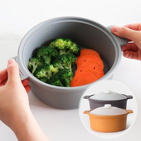 1+1 국내생산 실리콘 다용도 원형 멀티쿠커/찜기-대 (1,300ml+1,300ml)
