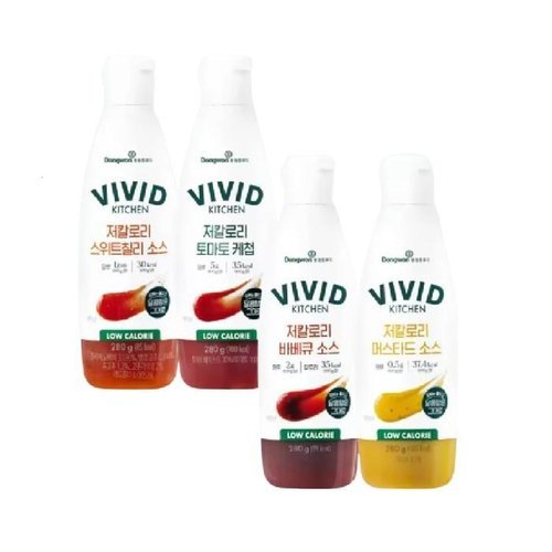 셀러허브 식품 비비드키친 저칼로리 4종세트 스위트칠리 토마토케첩 바비큐 머스타드 각1개 /J (41559126)
