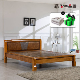 장수온돌 온재 쿠션등받이형 칠보석 돌침대 온열 건강침대 퀸침대