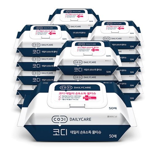 코디 쌍용씨앤비 코디 데일리 손 소독 물티슈 캡형 50매 24팩